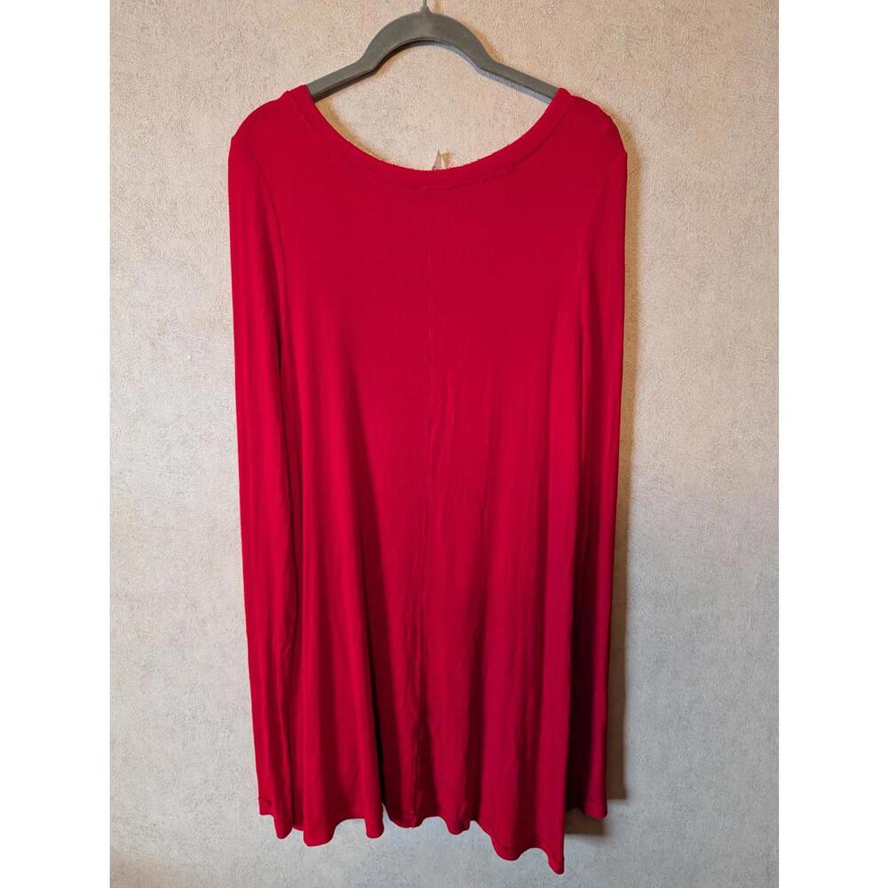 FREE PEOPLE red long sleeve scoop neck tunic top sz L - Picture 6 of 6